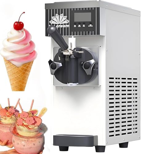 GLBMXDD Máquina Comercial para Hacer Helados de 450 W, un Solo Sabor, para Helado Suave, 4-5 kg/h, 4,5 L, con preenfriamiento y autolimpieza, Ideal para restaurantes y heladerías. Off-White