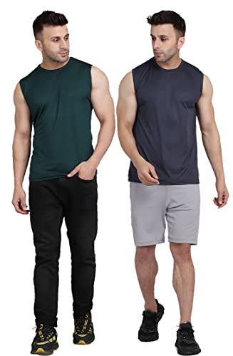 Image of Men's Regular Fit Sleeveless T-Shirt (Pack of 2)