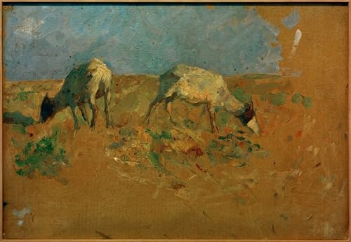 Lienzo Ziegen di Otto Ubbelohde para decoración de dormitorio 60x90cm