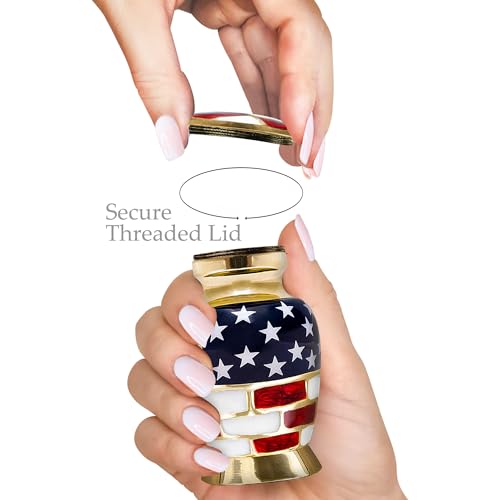 Image of Trupoint Memorials Small Urns for Human Ashes Keepsake, Military and Patriotic Decorative Mini Cremation Urn for Veteran Adult Men & Women, Set of 4, Gold