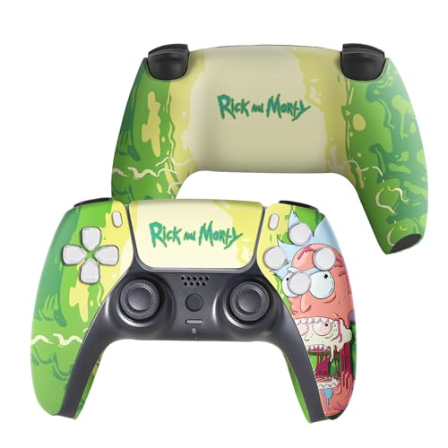 Image of Riccky Mortty Custom PS-5 Controller Wireless compatible with Play-Station 5 Console by BCB Controllers | Proudly Customized in USA with Permanent HYDRO-DIP Printing (NOT JUST A SKIN) (MODDED)