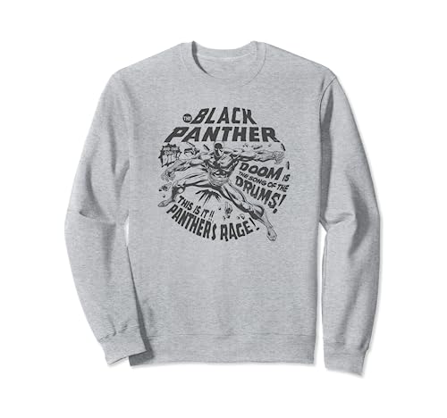 Sweatshirt Marvel Avengers Black Panther pull rétro noir imprimé bande dessinée