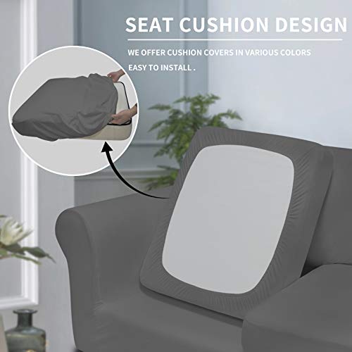 Image of Easy-Going Stretch Oversized Loveseat Couch Cover for 2 Cushion Washable | Sofa Slipcover for Stretch 2 Separate Sectional Cushion Couch - Furniture Protector for Pets, Kids Gray