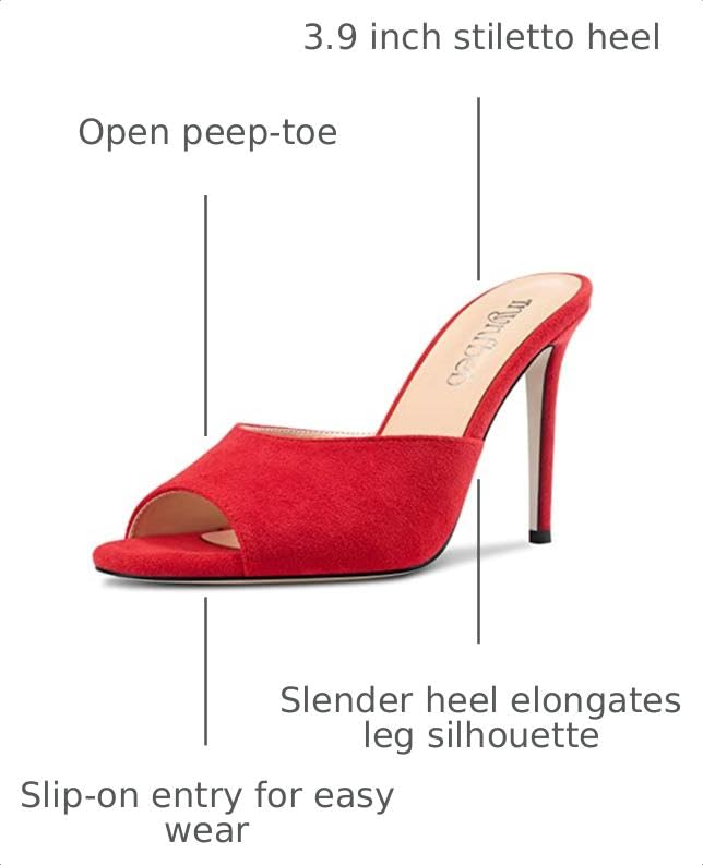Image of TNYNFBEB Women Stiletto High Heel Peep Open Toe Sandals Slingback Slip-on Wedding Office Cute Basic Classic 3.9 Inches Heels