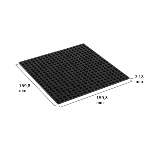 Image of Classic Baseplate - Building Kit for Toddlers & Kids - 20 x 20 Studs - 6.3 x 6.3 inches - Pack of 4 Baseplates - Compatible with Major Brands (Black)