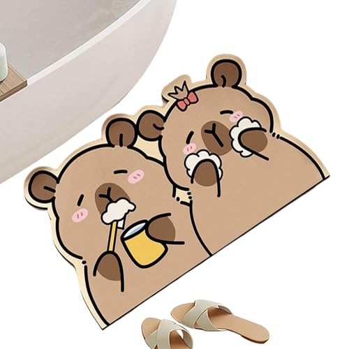 Generico Alfombras de ducha para baño, alfombrillas de baño Capybara para suelo de ducha, alfombra de diatomita absorbente de agua, secado rápido suave, accesorios para casa, cocina, bañera