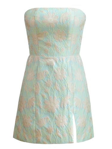 Homecoming Dresses 2025 Short Strapless Floral Satin Side Slit Bodycon Homecoming Dresses for Teens Juniors