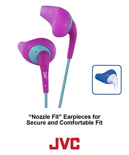 Jvc Pink And Green Nozzel Secure Comfort Fit Sweat Proof Gumy Sport Earbuds With Long Colored Cord Ha-En10P #TOP1