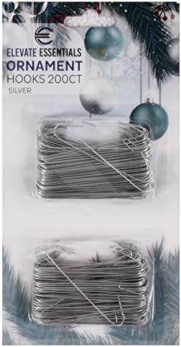 Elevate Essentials Silver Christmas Ornament Hooks - Ornament Hangers - Large 2.5 inch 200ct