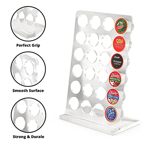 K Cups Coffee Pod Holder - Acrylic Kcup Organizer For Counter - Compatible With 24 Keurig Pods - Modern Display Rack And Storage For Kitchen And Office Coffee Station Organization- Gleur #TOP4