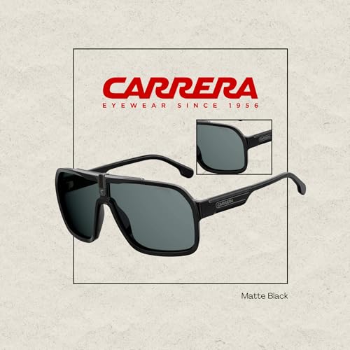 Carrera CA1014/S 0003/2K 64MM Matte Black/Grey Plastic Square Sunglasses For Men + BUNDLE with Designer iWear Eyewear Kit2