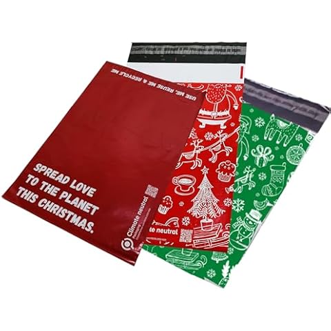 Mixed Christmas Poly Postal Self Seal Bags Cover