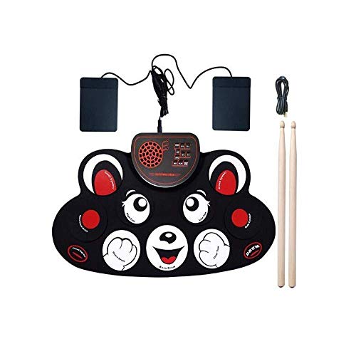 Dansmatta, kompakt elektronisk trumset, bärbar tecknad digital trumma för barn, uppladdningsbar med stereohögtalare 0323