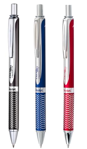 Pentel Energel Alloy Retráctil Gel Negro 3 unidades