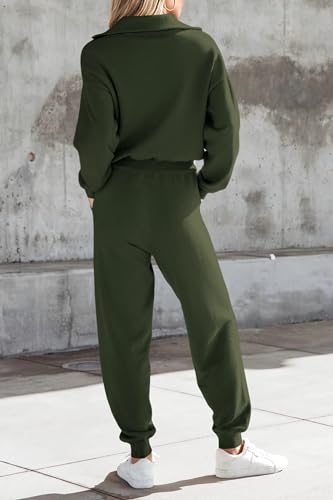 Image of PRETTYGARDEN Women's 2 Piece Sweater Set Pullover Zip Up Sweatshirt Jogger Sweatpants Tracksuit Casual Outfit
