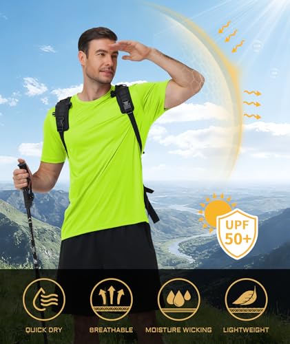 Image of 3 Pack Mens Swim Shirt Workout Shirts UPF 50+ Short Sleeve Rash Guard Fast Dry Sun Protection Lightweight Water Shirt