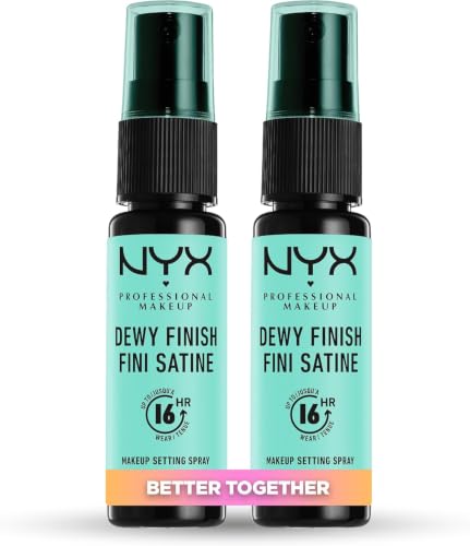 NYX Professional Makeup Spray fijador Makeup Setting Spray, Larga duración, Ligero, Fórmula vegana, Acabado Dewy (hidratado), Pack doble, 60 ml