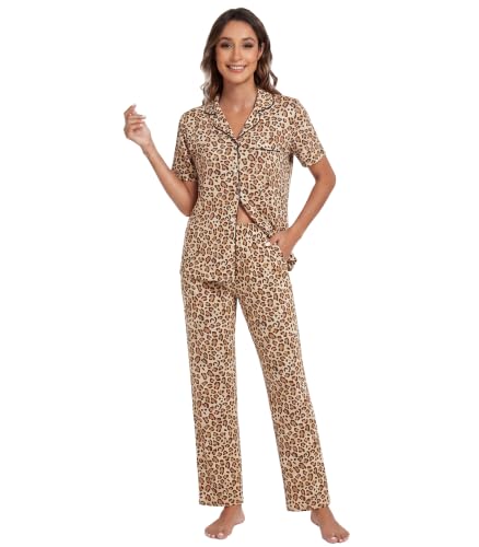 Image of WiWi Viscose from Bamboo Women's Pajamas Set Super Soft Button Down Top and Pants Sleepwear Cooling Pjs S-3X