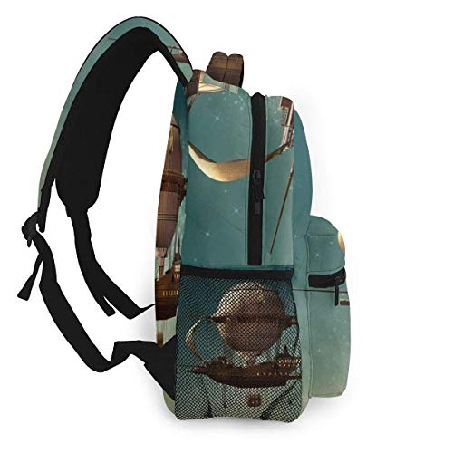 Lawenp School Backpacks Surreal Sky Scenery Steampunk Airship Fairy Sci Fi Stardust Space Image for Teen Girls&Boys 16 Inch Student Bookbags Laptop Casual Rucksack steampunk buy now online