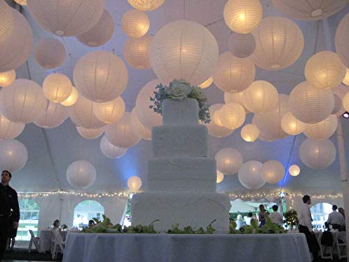 10 x Lampion Schwer Entflammbar Weiß 45 cm aus Feuerfestem Imprägniertem Papier mit Eisenrahmen