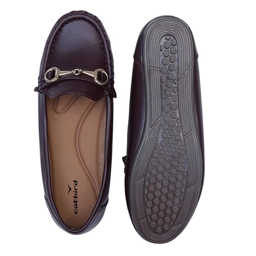 Image of CatBird Women's Metal Detail Slip-On Loafers | Cushioned Comfort Flats | Lightweight Office & Casual Shoes | Anti-Slip Sole Footwear