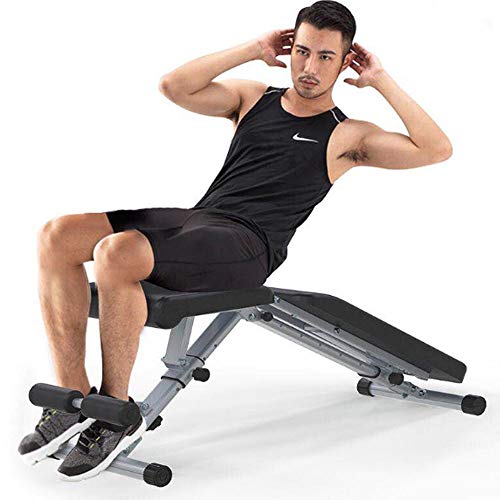 FEILA Adjustable Folding Fitness Barbell Rack and Weight Bench Weight Bench with Upgraded Wider Backrest Seat InclineDecline Exercise Workout Bench for Home Gym, Strength Training Full Body Workout