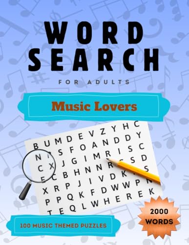 Photo de Music Lovers Word Search Puzzle Book for Adults: 100 Fun Puzzles on Rock, Pop, Jazz & More — Relaxing Brain Games for Music Fans