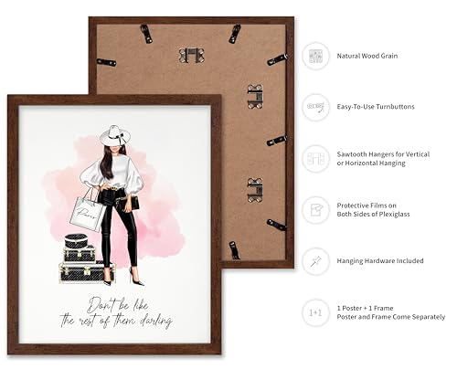 Image of Poster Master Don't Be Like The Rest of Them Darling Poster - Fashion Print - Positive Quote Art - Trendy Art - Gift for Women & Fashionista - Decor for Bedroom or Girls Room, 11x14 Brown Framed
