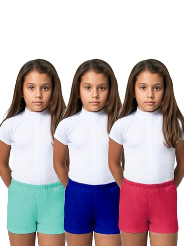 Image of KiddoPanti Girls Solid Cycling Shorts Pack of 3 | Soft & Stretchy Cotton Spandex | Comfortable Fit with Elastic Waistband | Half Tights Length Girls Inner Cycling Shorts