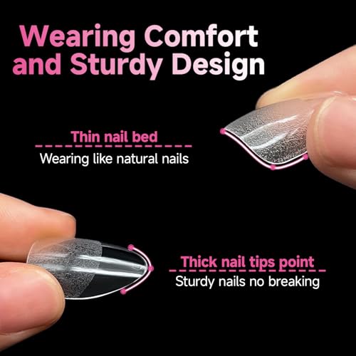 Image of UNA GELLA Medium Almond Nail Tips, 312pcs Pointed Almond X-Soft Gel Nails