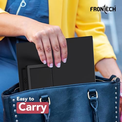 Image of FRONTECH 15.6 inch Portable LED Monitor, Full HD IPS, Dual Type-C & Mini HDMI, Built-in Speakers, 180 Stand, Works with Laptop /PS5 /Switch /Phone, 1-Year Warranty (MON-0023)