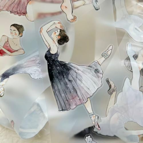 DingDing Vol11-41 Dancer,Matte PET Tape of Pre-Cut Washi Tape Stickers,2.56 INx10.94 YD,Original Vintage Design for Scrapbooks Supplies,Journaling,Junk Journal,Bullet Journals,Planners