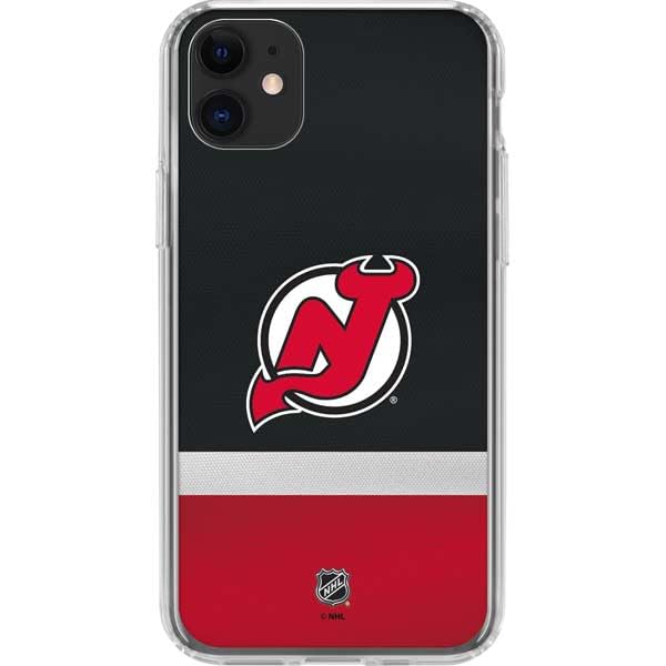 Skinit Clear Phone Case Compatible with iPhone 11 - Officially Licensed NHL New Jersey Devils Jersey Design