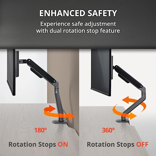 By Orange Box – Balance Single Monitor Desk Mount For 17-32'' Screen, 4.4-19.8Lbs, Weight-Balancing Mechanism, Dual Rotation Stops, Clamp/Grommet Bases, Vesa 75/100 Compliant, Sliding Cable Channels #TOP4