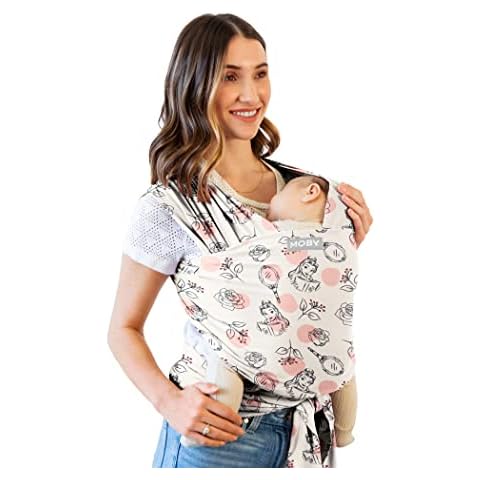 Moby Wrap Baby Carrier | Featherknit | Baby Wrap Carrier for Newborns & Infants | Baby Gift | Keeps Baby Safe & Secure | Adjustable for All Body Types | Disney's Belle in Blush Cover