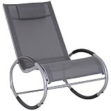 Outsunny Schaukelstuhl Schaukelliege Gartenliege Schwungliege mit Kopfkissen wetterfest Aluminium + Texteline Schwarz bis 120 kg 120 x 61 x 88 cm