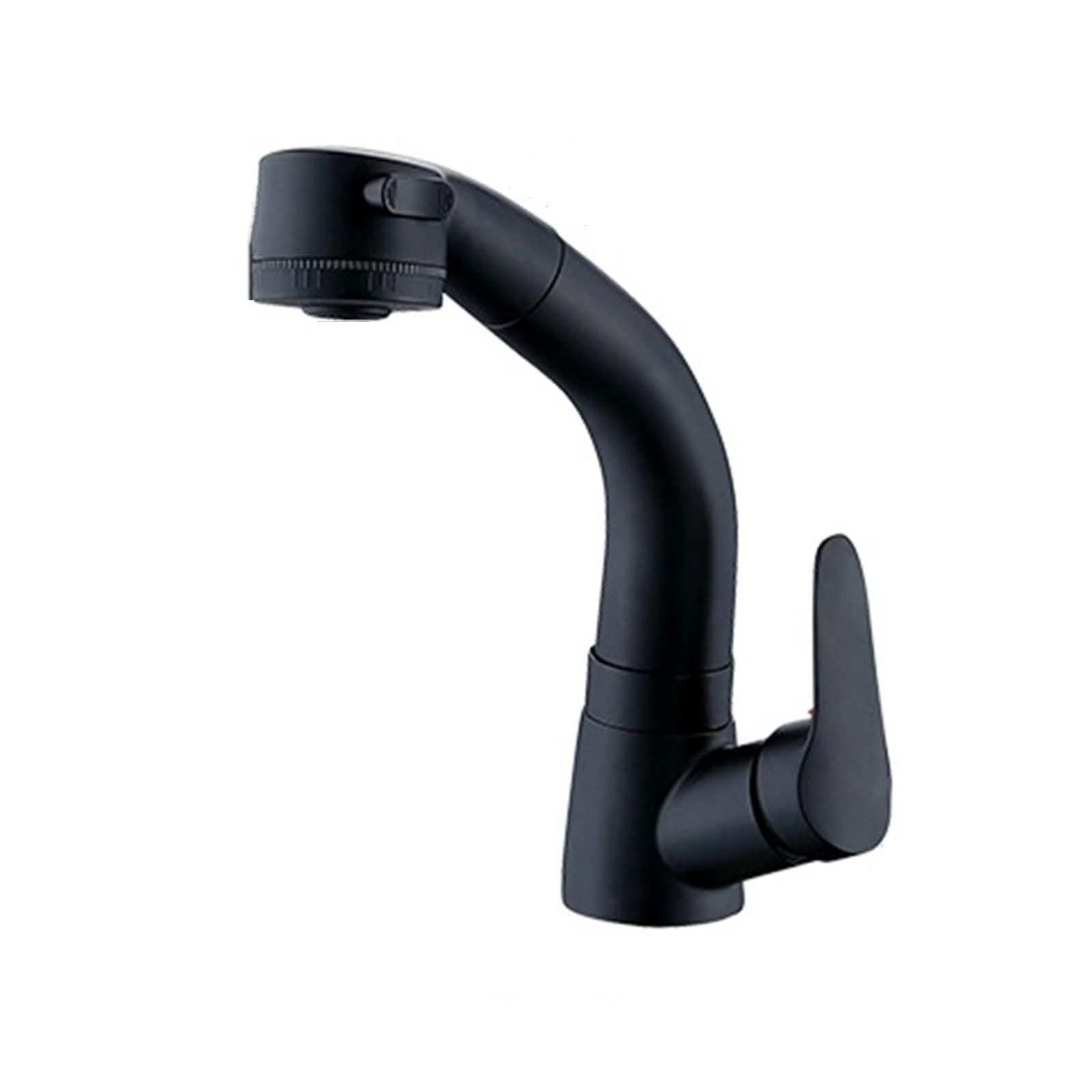 Mitigeur lavabo extractible avec pulvérisateur double mode noir mat monotrou