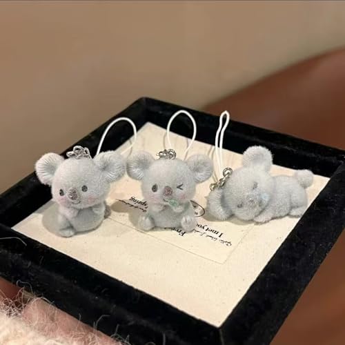 Image of 3 Pieces Phone Charm, Cute Fluffy Koala, Kawaii Charms for Phone Case, Bag Charms for Handbags, Phone Accessories for Girls Keychain, Good Luck Lanyard for Women