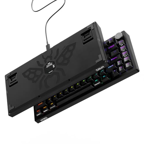 Image of Kreo Hive RGB Anti-ghosting Gaming Keyboard, 75% Tenkeyless Wired Mechanical Keyboard with RGB Backlight, Volume Knob, NKRO, PC Gaming Keyboard Detachable USB C Cable (All Black, Brown)