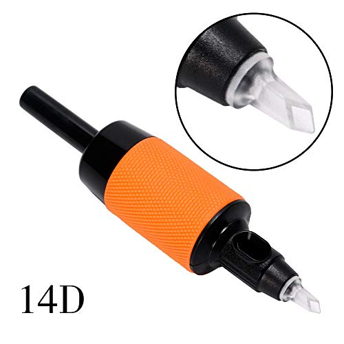 Ahat Tattoo Esterilizado Tubos desechables para tatuajes de 1"25 mm Goma de agarre suave con puntas negras y claras ensambladas Redondas/planas/puntas de diamante(14DT/20Pcs)
