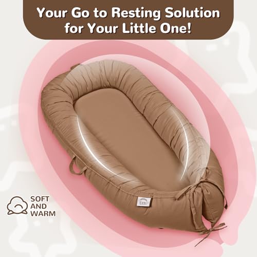 Image of EAQ Baby Lounger, Infant Lounger for Newborn,Portable Baby Nest Cover Breathable & Soft, Newborn Essentials
