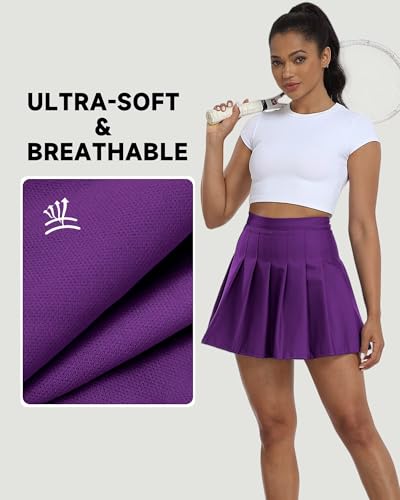 Image of Girls Pleated Skirts Tennis Skirt with Shorts High Waisted Mini Skort | Side Zipper, A-Line Cut,Stretchy Back Elastic Waistband, Athletic Golf Skorts, Uniform, Casual, Festival Outfit