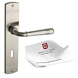 Türgriffe von Beschläge Hamburg: Türbeschlag Emily 70-09 MMN BB — Türklinken mit Buntbart Langschild für Zimmertüren — Drückergarnitur / Türdrücker für Innentüren, matt vernickelt