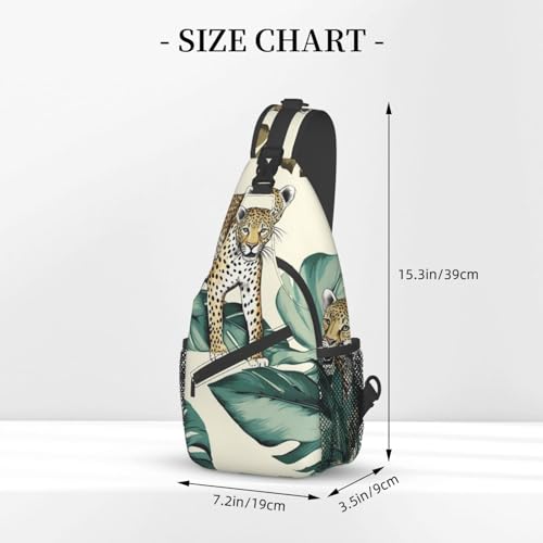 Bolso bandolera unisex con estampado de leopardo y hojas miniatura 3