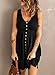 Acelitt Women Casual Summer 2025 Fashion V Neck Sleeveless Button Down Dresses Elastic Waist Pleated Mini A-Line Swing Dress Black Large