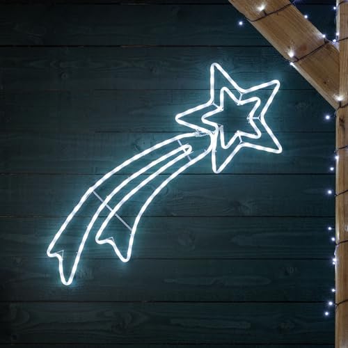 Christow Shooting Star Christmas Light, Flashing White LED Decoration, Rope Light Silhouette, Indoor Outdoor Wall Window, Mains Operated (W107cm x H40cm)