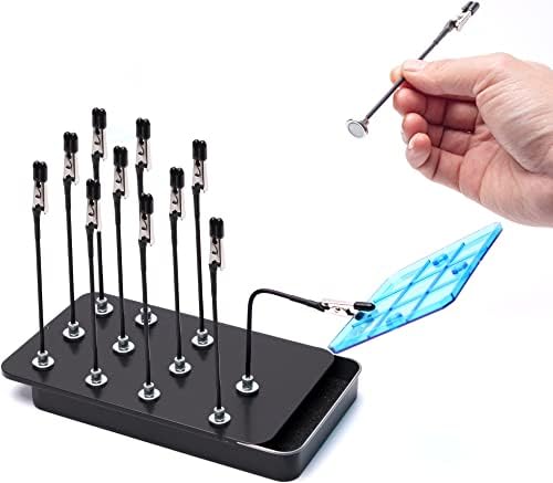Metal Painting Stand Base Holder and 12PCS Magnetic Bendable Alligator Clip Sticks Set Modeling Tools for Airbrush Spray, for Gundam Hobby Model Parts Assemble