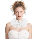 Hftjtsa Women Renaissance Fluffy Ruffled Fake Collar Neck Ruff Retro Layered Mesh Victorian Cosplay Costume Clown Choker
