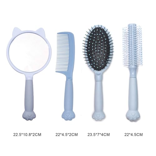 Traziewell Comb Set for Styling Men and Women with Handle Curly Combs Painless Smooth Hair Care Detangling Hairbrushes with Blue Personalised Mirror,SZ000508 - Image 4