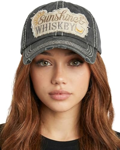 Image of Funky Junque Womens Baseball Cap Distressed Vintage Unconstructed Embroidered Dad Hat